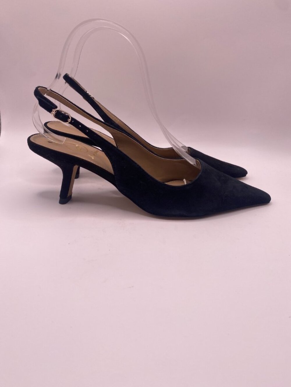 Sam Edelman Womens Bianka Black Suede Sling Pointy Toe Heel Sz 7.5 - Picture 4 of 7